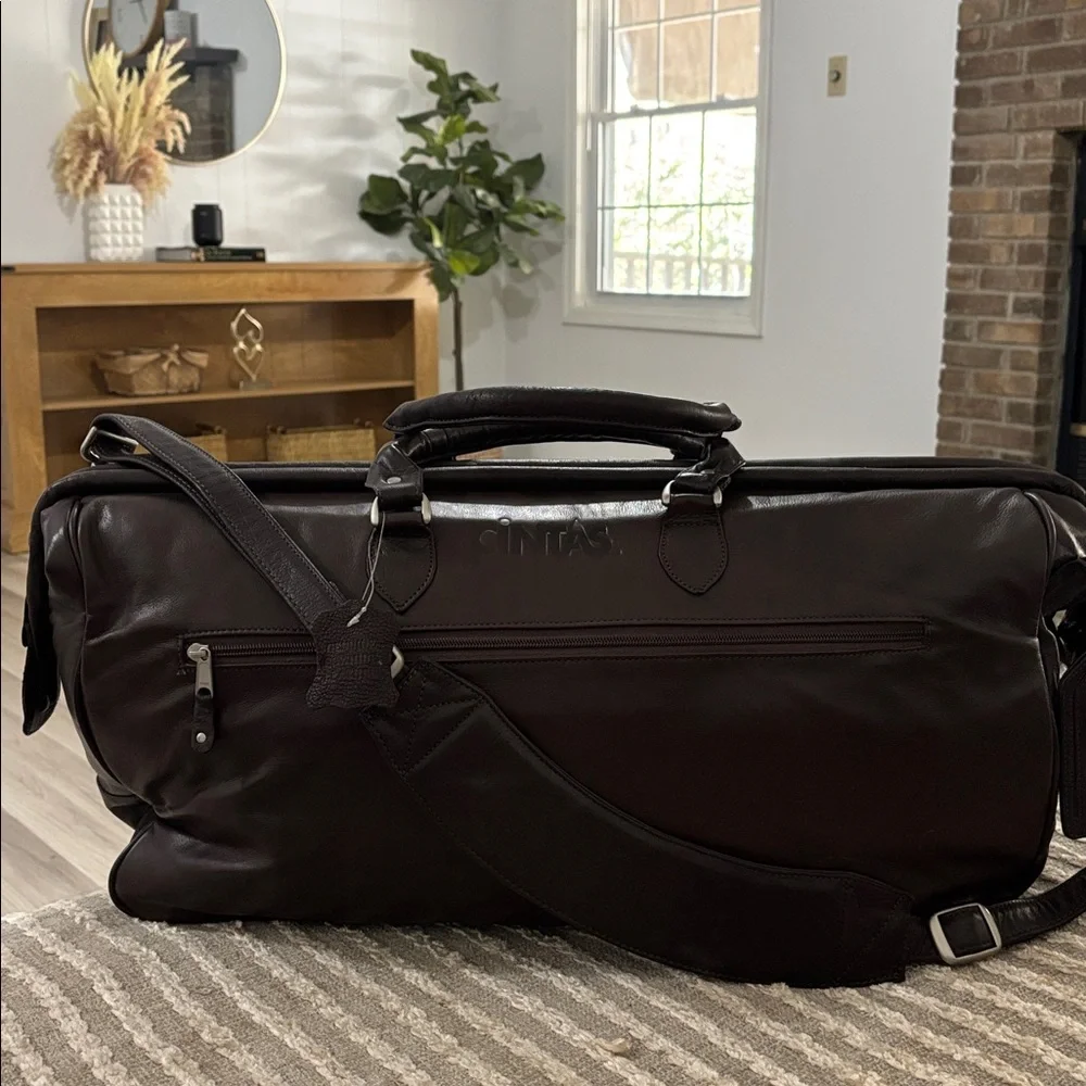 Cintas Brown Large Cowhide Leather Men’s Duffle Travel Weekend Bag Leather Bag‎